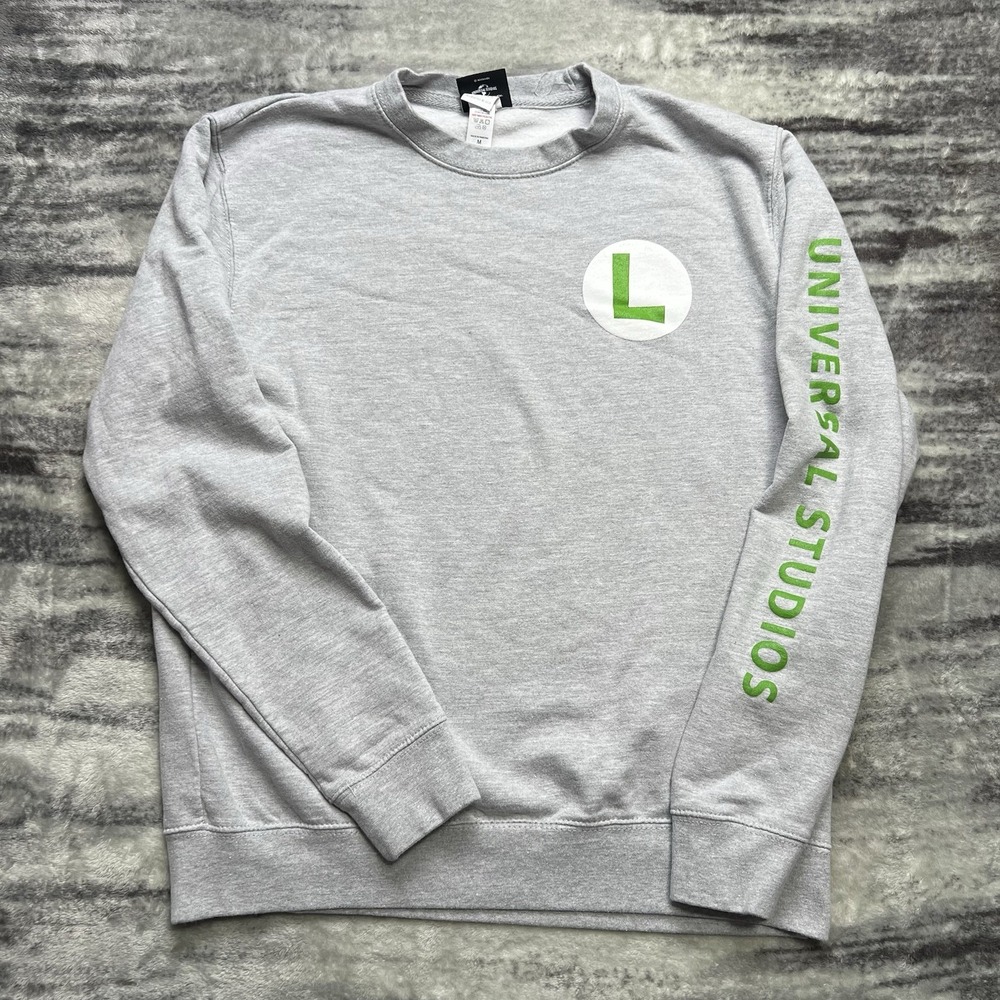 Universal Studios Super Nintendo World Sweatshirt Adult Medium Grey Luigi